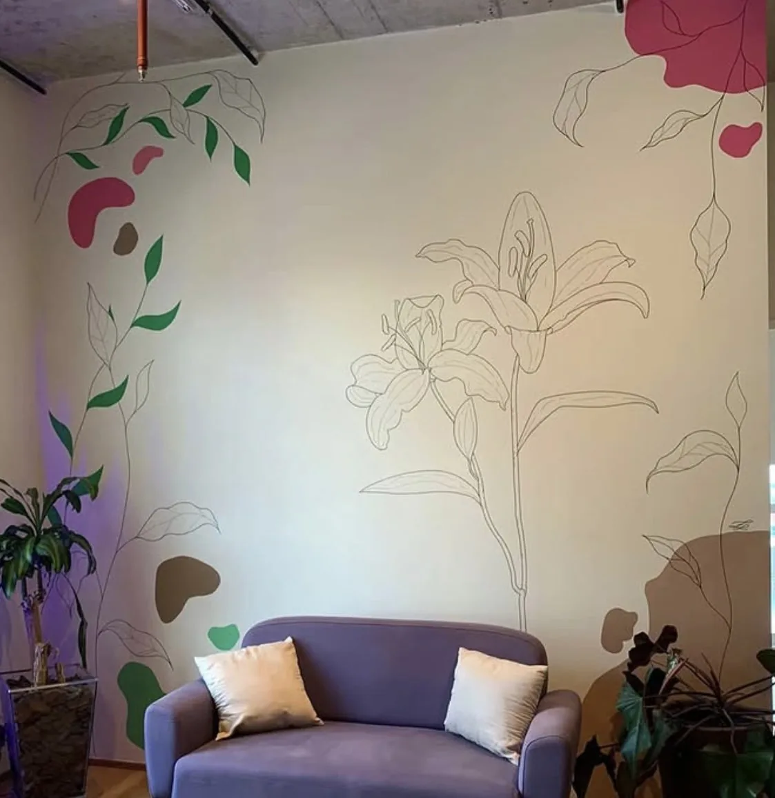 Cafe mural close-up