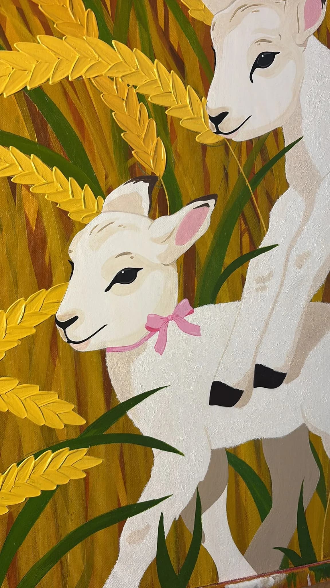 Crane painting in studio