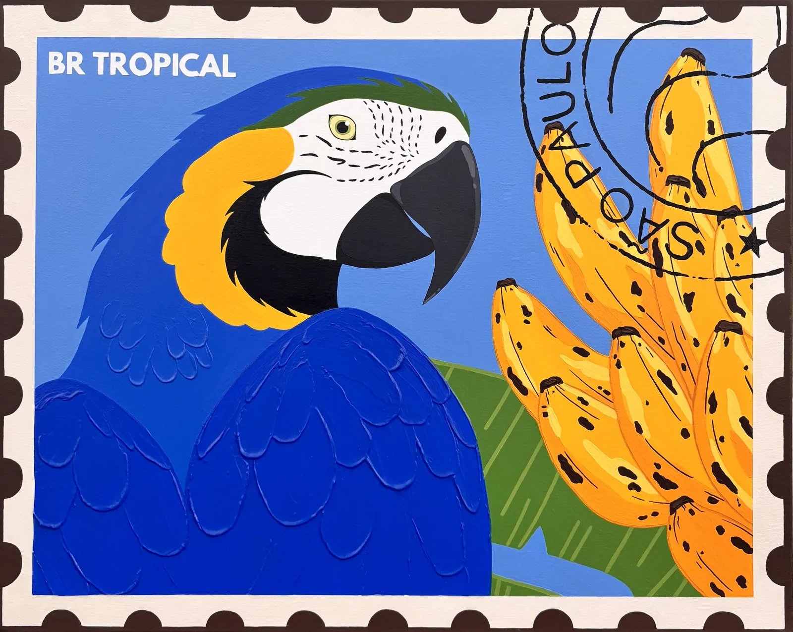 Br Tropical - Macaw Blue and gold macaw, stamp series